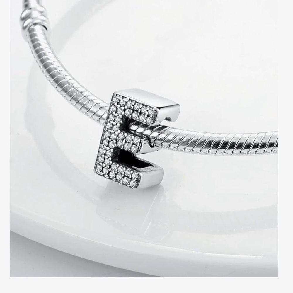 Elegant Silver Initial 'E' charm